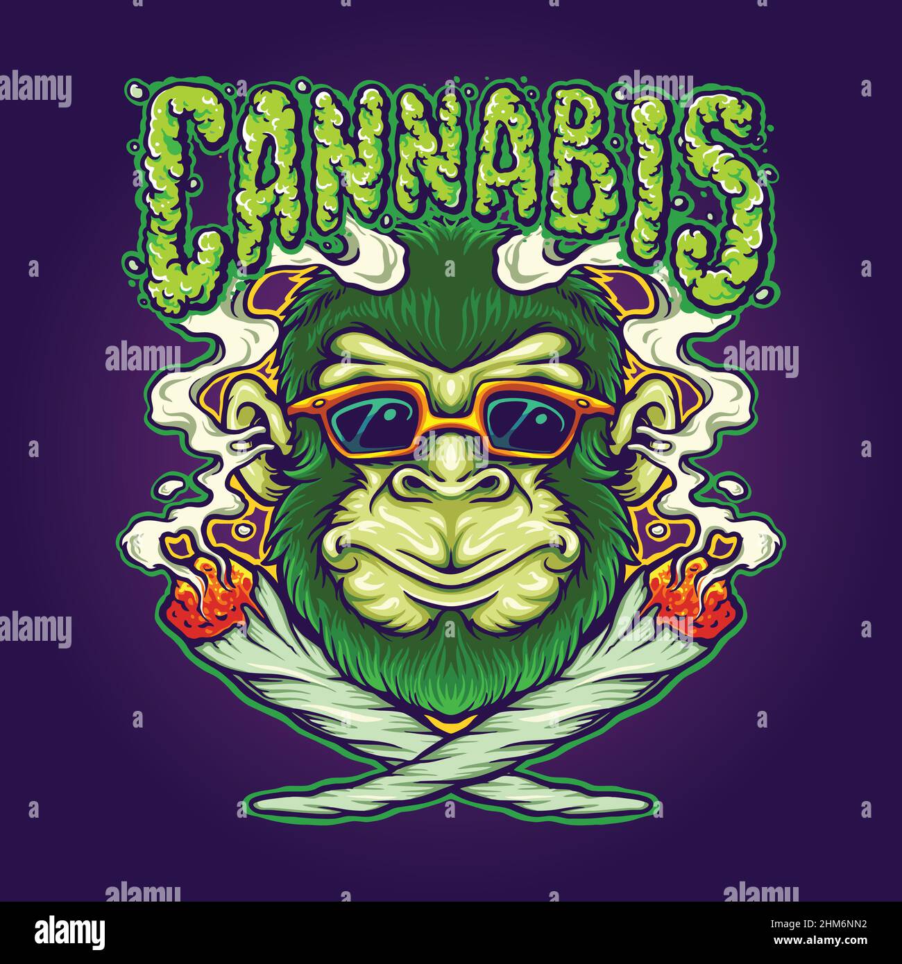 Weed Joint Cool Monkey Cannabis Vektor Illustrationen für Ihre Arbeit Logo, Maskottchen Merchandise T-Shirt, Aufkleber und Label Designs, Poster, Grußkarte Stock Vektor