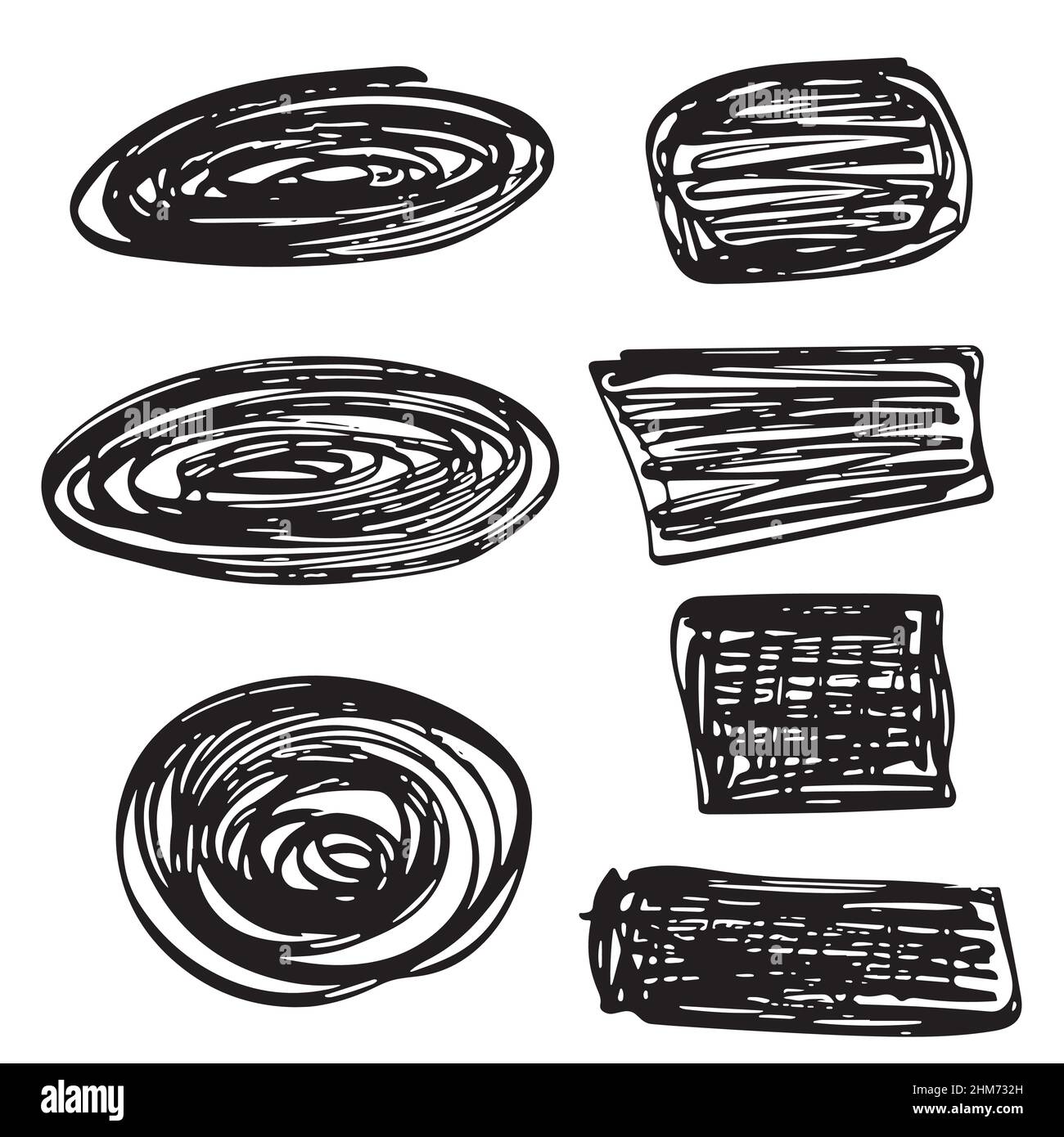 Set von handgezeichneten Scribble Kreise und verschiedene Formen, Vektor-Logo Design-Elemente Stock Vektor