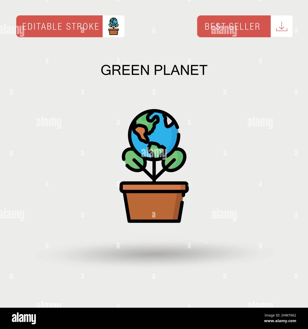 Einfaches Vektorsymbol für grünen Planeten. Stock Vektor