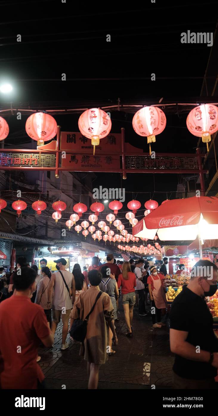 Jahr des Tigers 2022 Chinesisches Neujahr Yaowarat Road Samphanthawong District Chinatown Bangkok Thailand Stockfoto