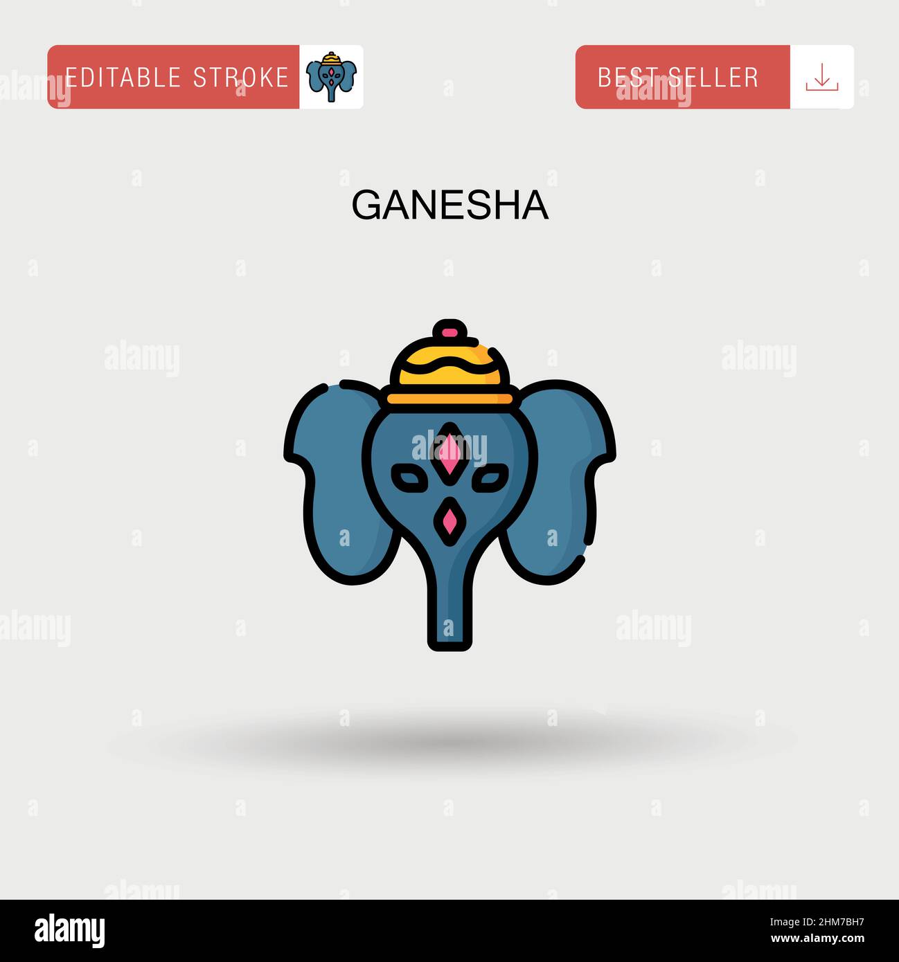 Einfaches Vektorsymbol Ganesha. Stock Vektor