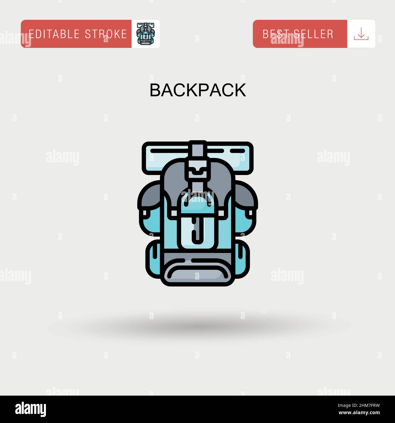 Einfaches Vektorsymbol für Rucksack. Stock Vektor