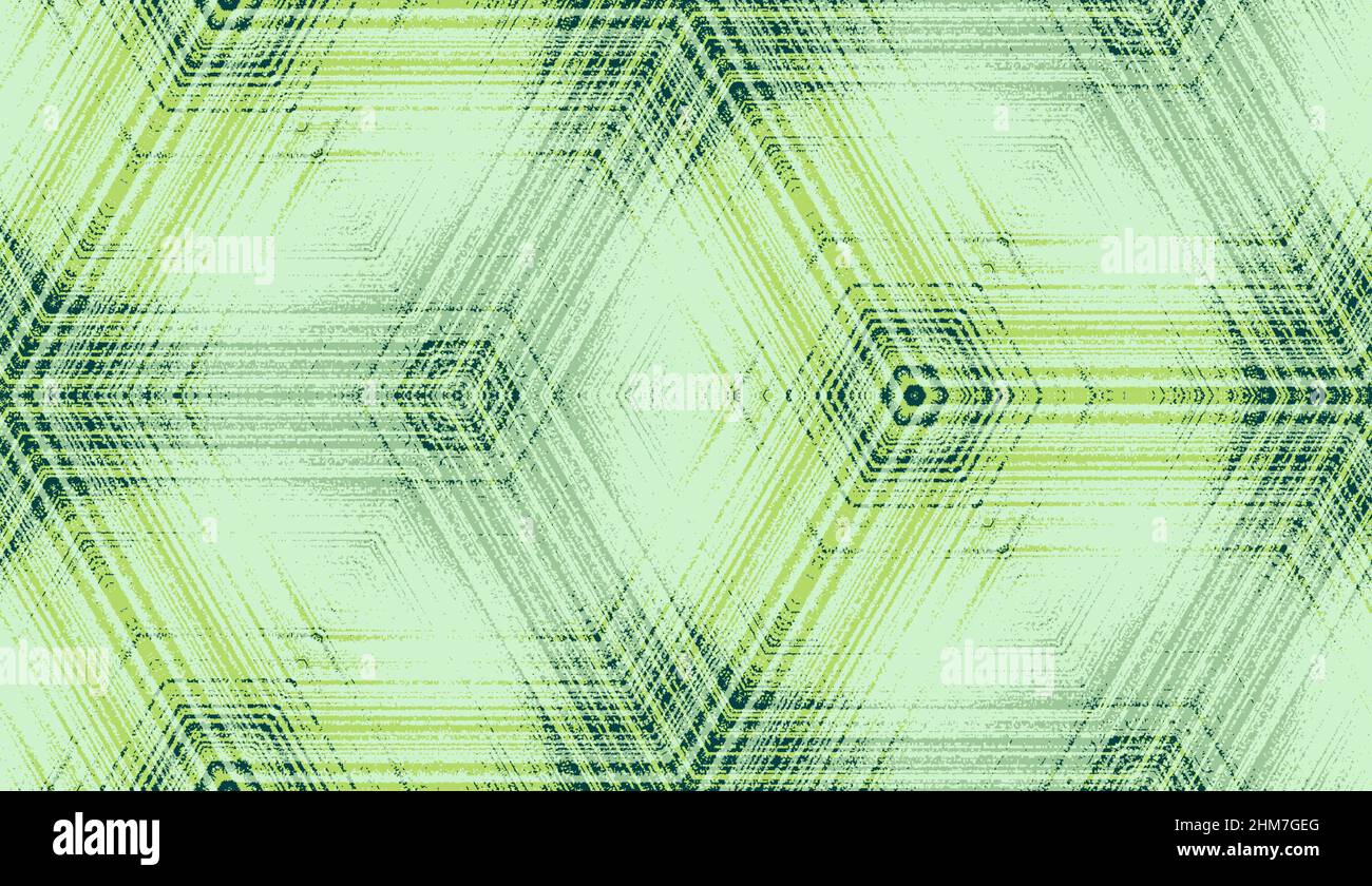 Nahtloses, geometrisches Strukturmuster in hellgrünen Pastellfarben. Symmetrisches Sechseck konzentrisches Ornament für Digitalpapier, Textildruck, Tapetenhintergrunddesign. Stock Vektor