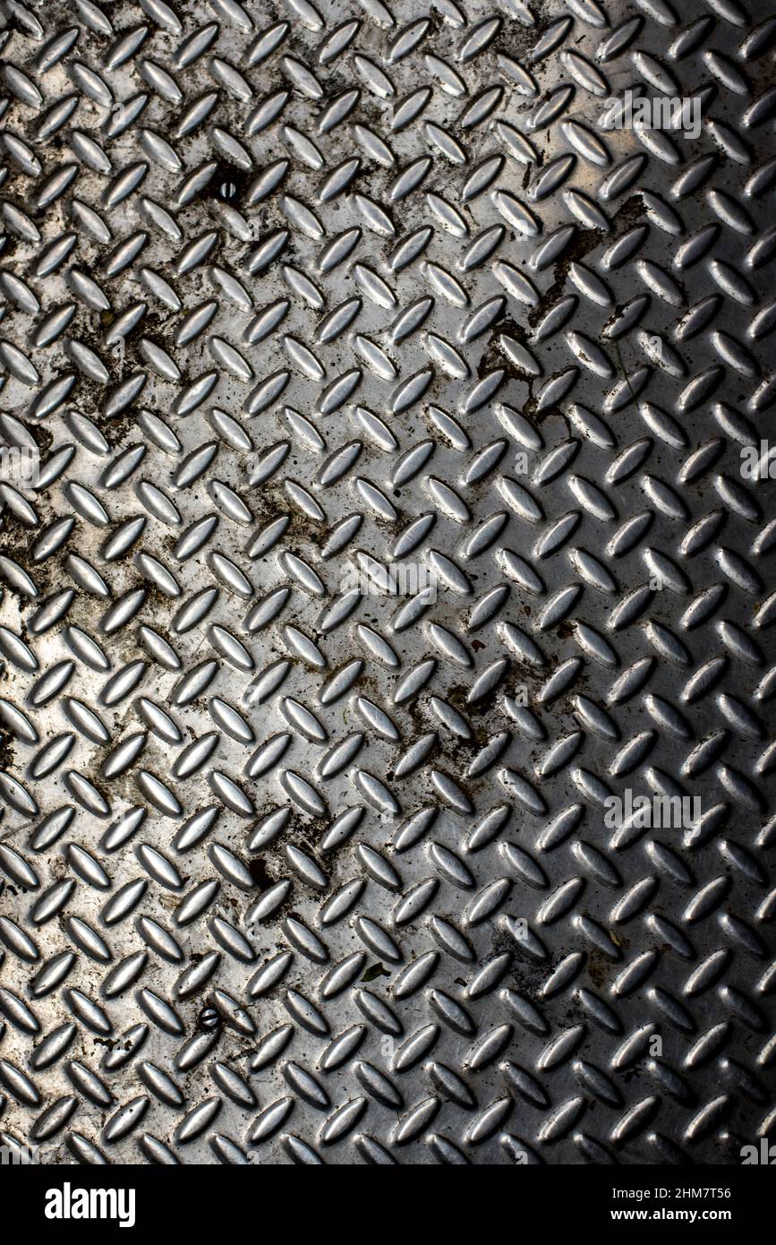 Verwitterter Eisen/Graustahl als Hintergrund. Stockfoto