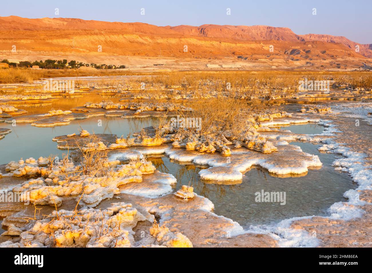 Dead Sea Israel Salz Inseln Sonnenaufgang Morgen Landschaft Natur Urlaub Stockfoto