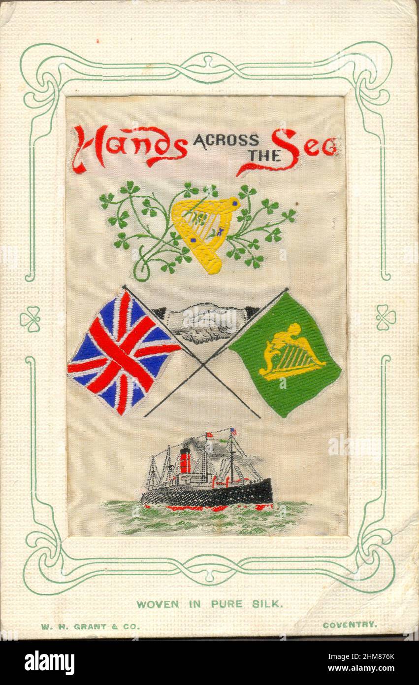 Souvenir Grußkarte aus Seide von W H Grant, Coventry um 1910 Stockfoto