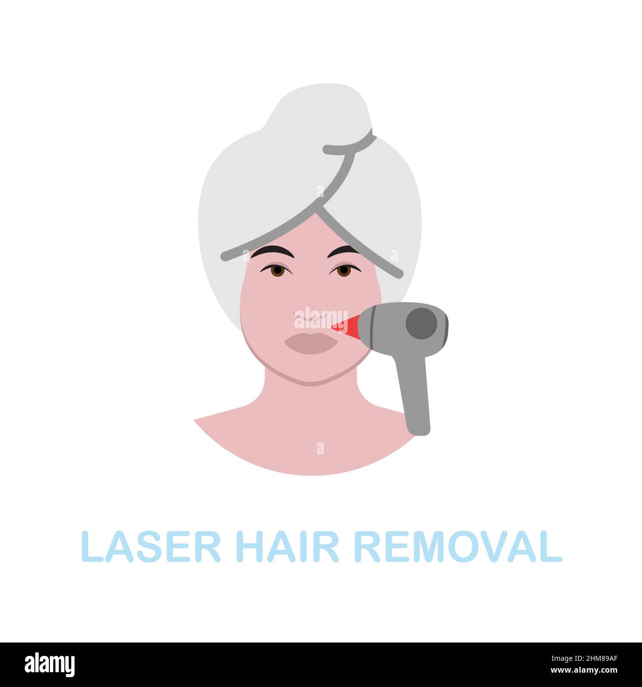 Flaches Symbol für die Laser-Haarentfernung. Farbiger Elementschild aus der Kollektion Cosmetology. Flat Laser Haarentfernung Symbol Zeichen für Web-Design, Infografiken und Stock Vektor
