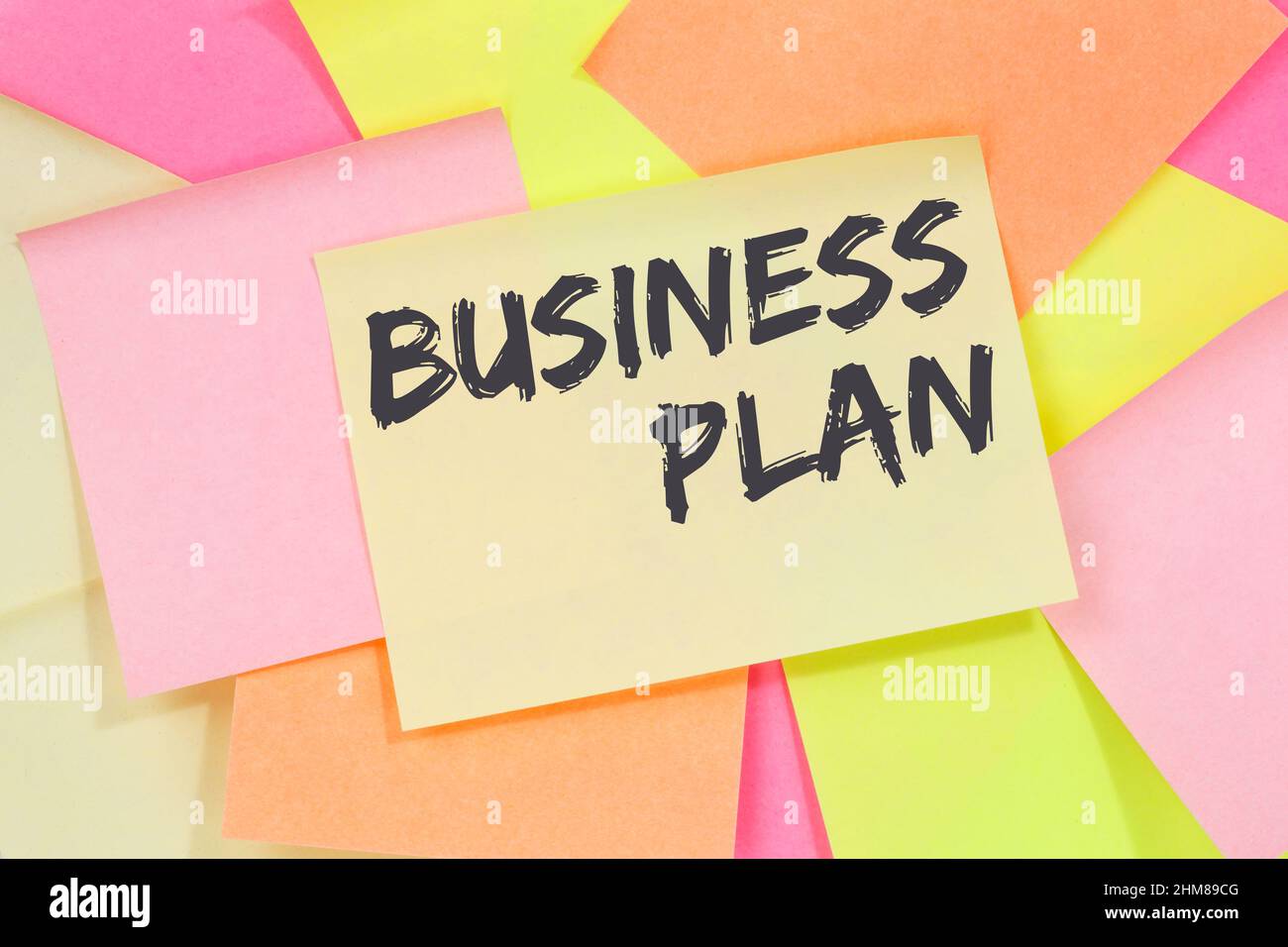 Business Plan Analyse Strategie Erfolg Unternehmen Note Papier Notizbuch Stockfoto