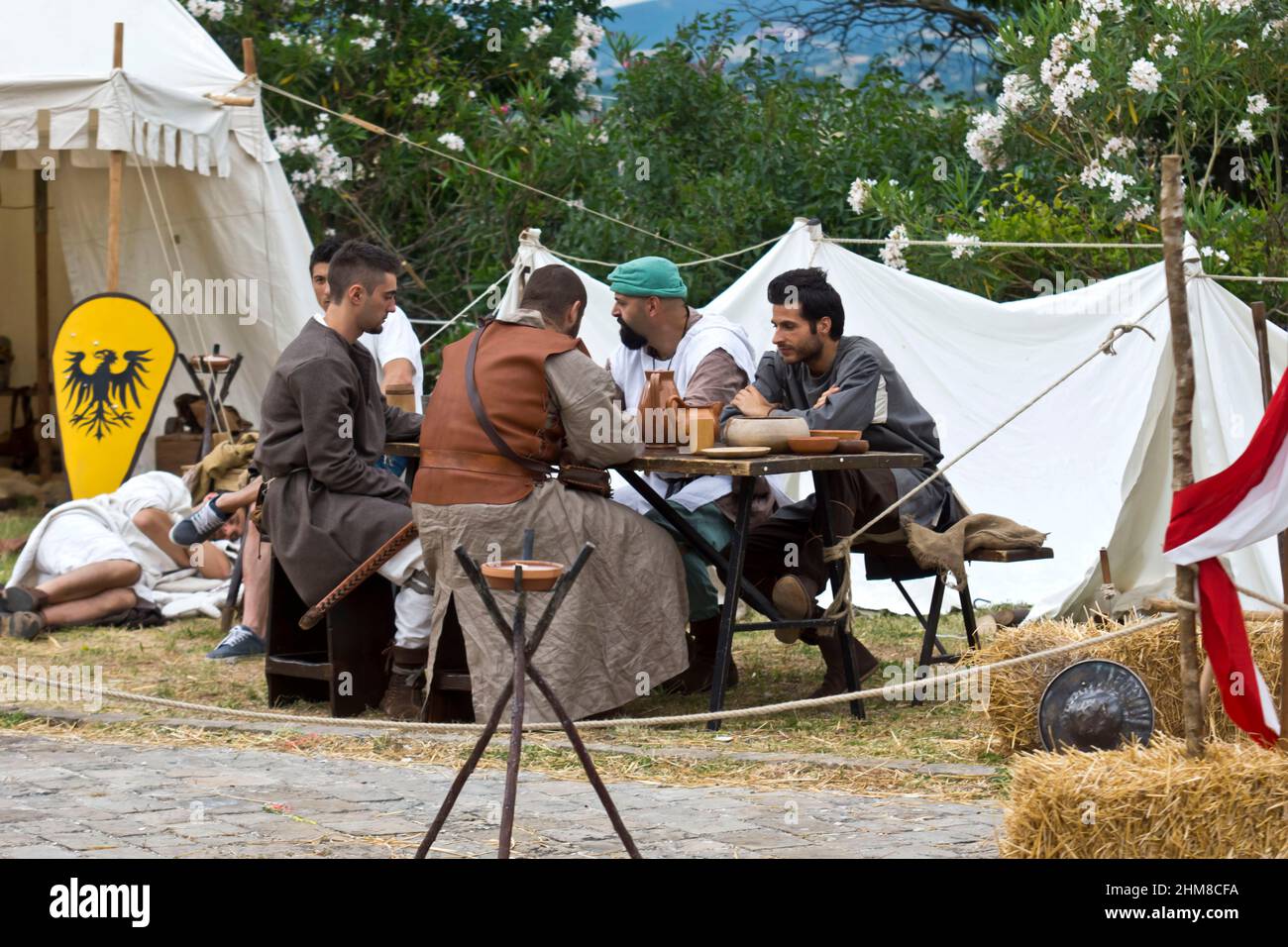 Palio der Schlösser, mittelalterliches Lager, San Severino Marche, Marken, Italien, Europa Stockfoto