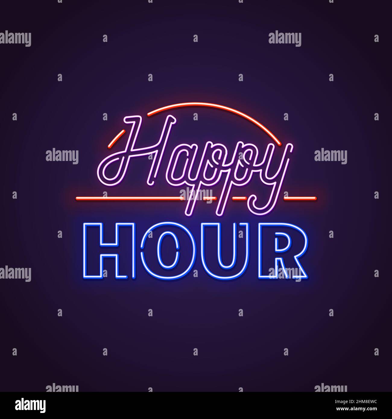 Neon singen Happy Hour Stock Vektor