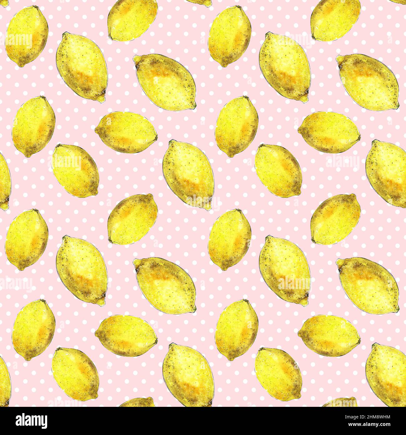 Zitrone nahtlose Muster, Aquarell Obst Hintergrund, Citrus Tapete, Geschenkpapier Design, Küche Textil Ornament, Tapetendruck, Obstdruck Stockfoto