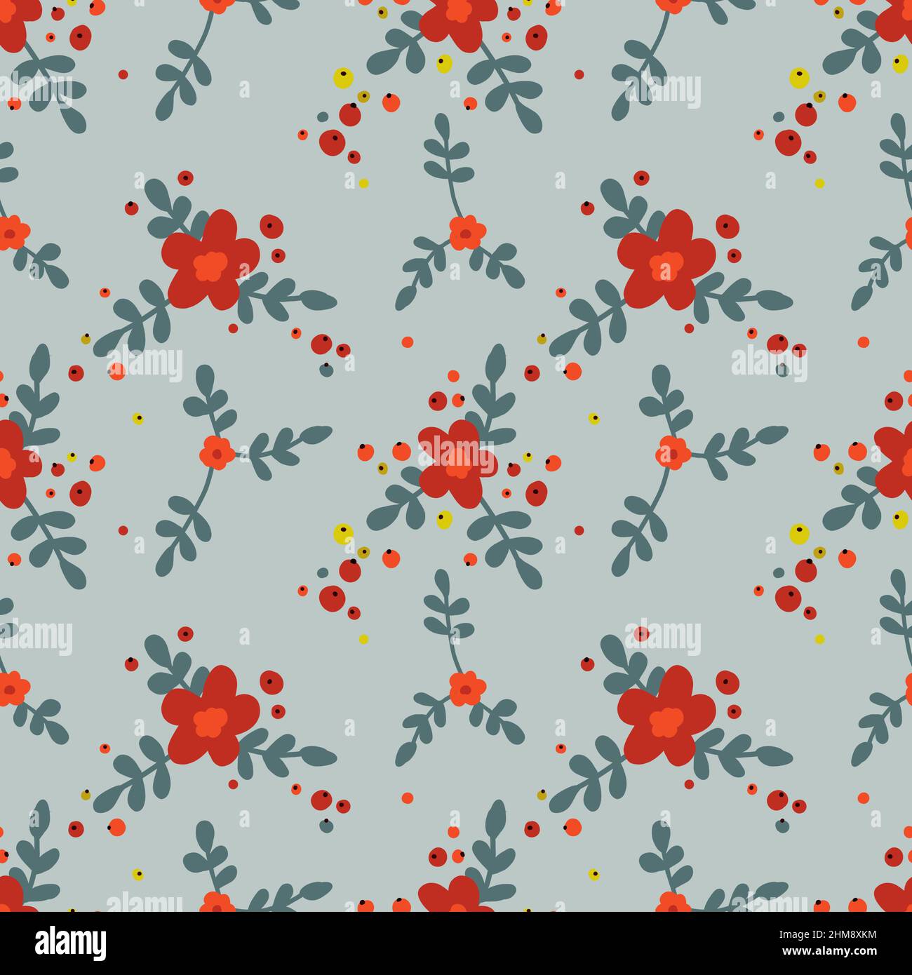 Folk floral nahtlose Muster, Blume Ornament, Blumenmuster, Mode Blumendruck, Botanisches Design, Folk Ornament, Garten Blumenmuster Stockfoto