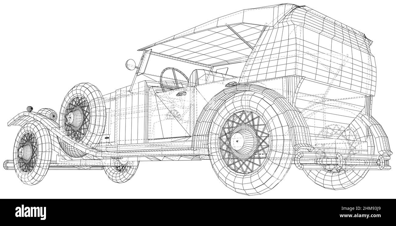 Retro-Auto. Oldtimer Umriss Vektor Illustration des Autos Stock Vektor