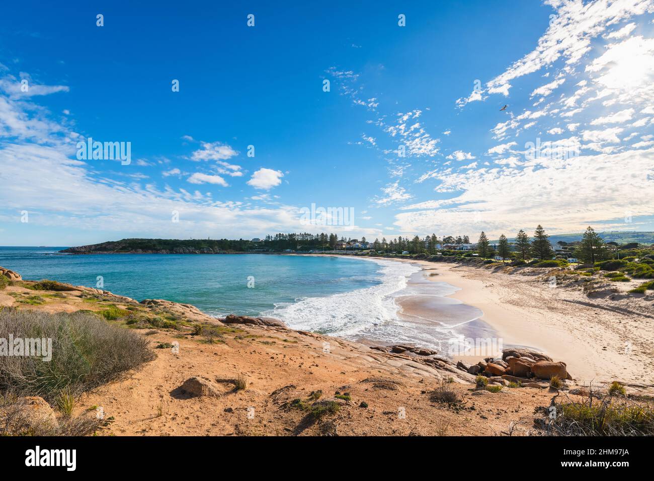 Port Elliot Strand an einem hellen Tag während der Wintersaison, Fleurieu Peninsula, Südaustralien Stockfoto