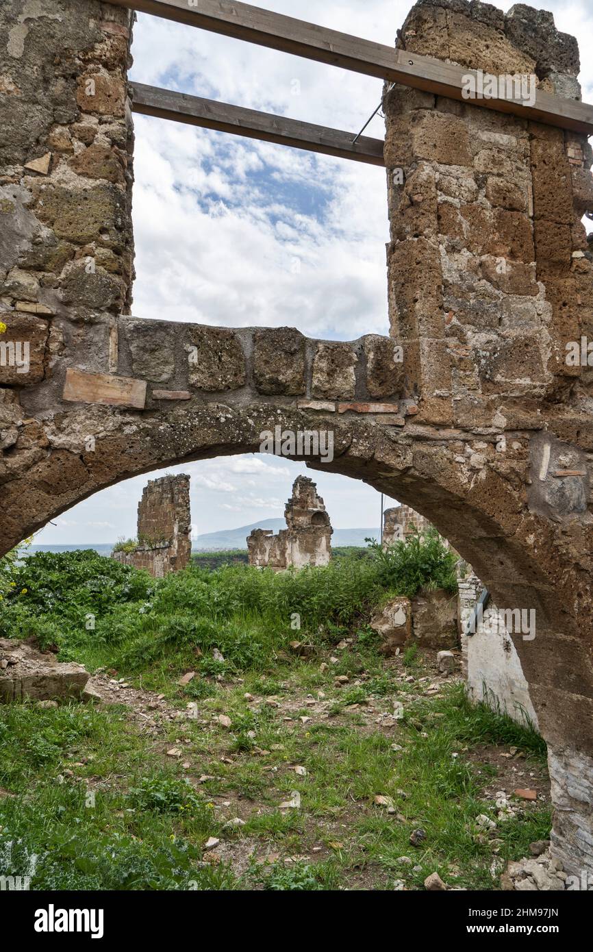 Celleno, die Geisterstadt, die von der FAI geschützt wird, Fondo Ambiente Italiano, Italienischer Umweltfonds, Latium, Italien, Europa Stockfoto