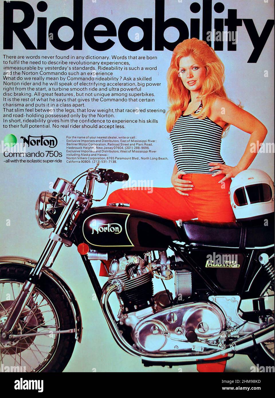 NORTON COMMANDO 750 Anzeige über 1968 Stockfoto