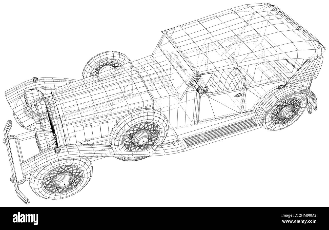 Retro-Auto. Oldtimer isoliert auf weißem Hintergrund Stock Vektor