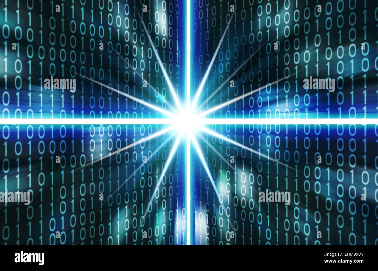 Binärer abstrakter Hintergrund, Quantencomputing-Konzept Stockfoto