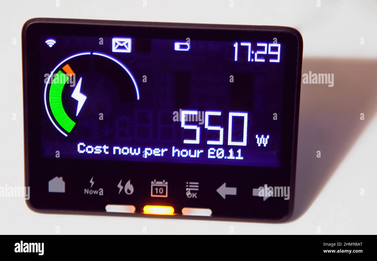 Industrie, Strom, Strom, neuer Smart Meter für die Versorgung von Privathaushalten. Stockfoto