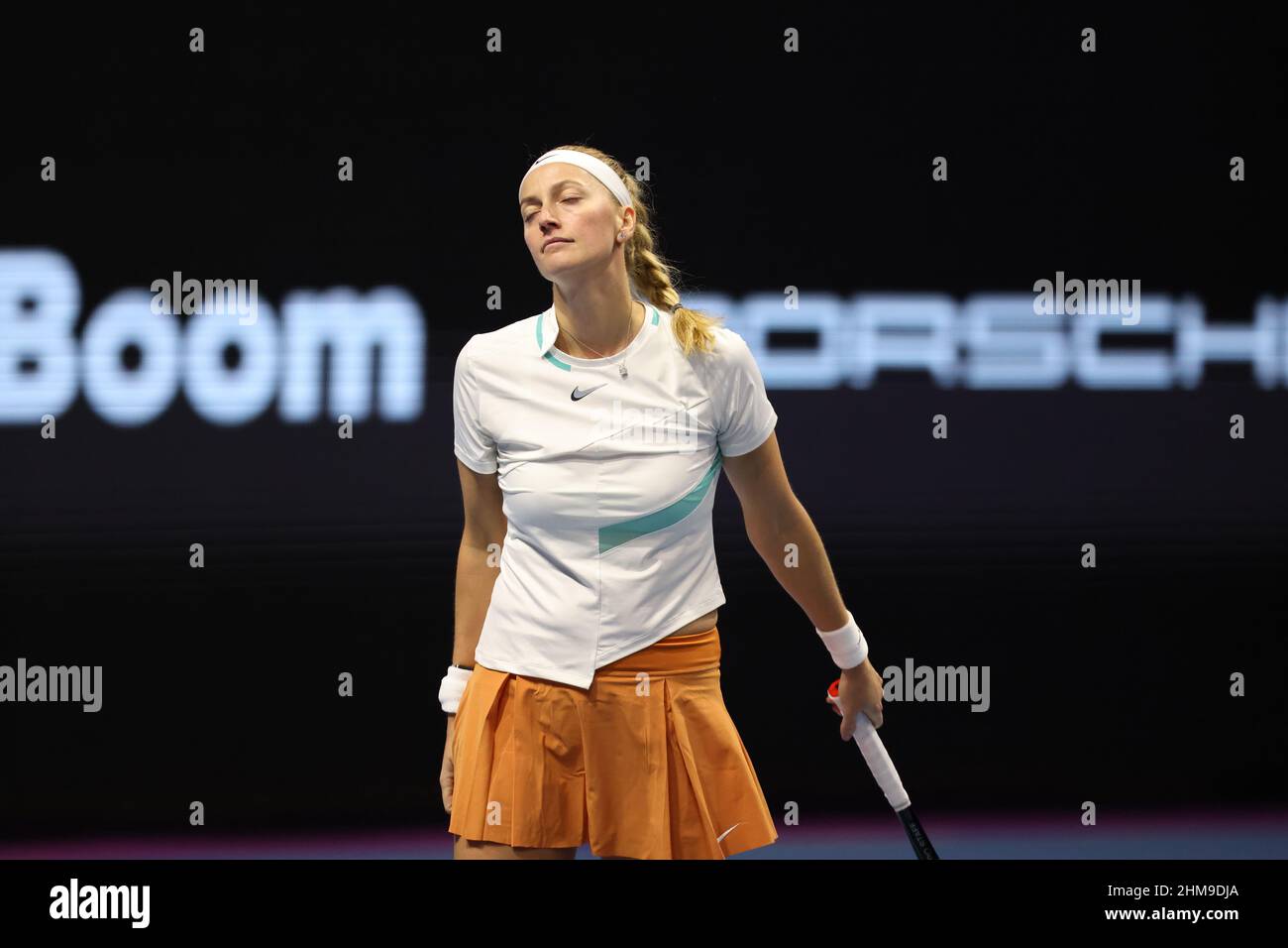 Petra Kvitova aus Tschechien gesehen während der St. Petersburg Ladies Trophy 2022 Tennisturnier gegen Jule Niemeier aus Deutschland.Endstand; Petra Kvitova 2:0 Jule Niemeier. (Foto von Maksim Konstantinov / SOPA Images/Sipa USA) Stockfoto