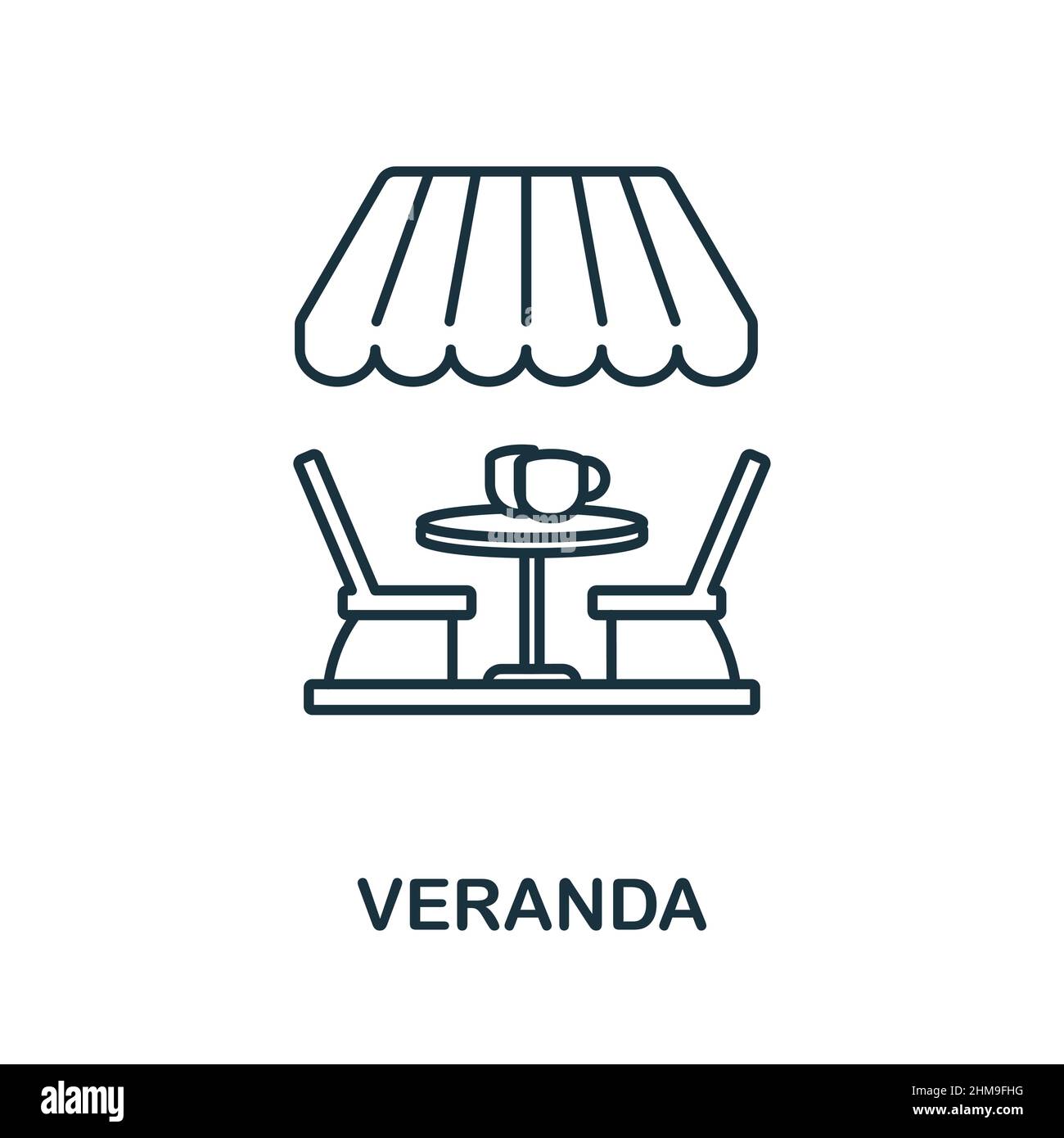 Veranda-Symbol. Linienelement aus der Restaurantsammlung. Lineares Veranda Icon-Zeichen für Webdesign, Infografiken und mehr. Stock Vektor