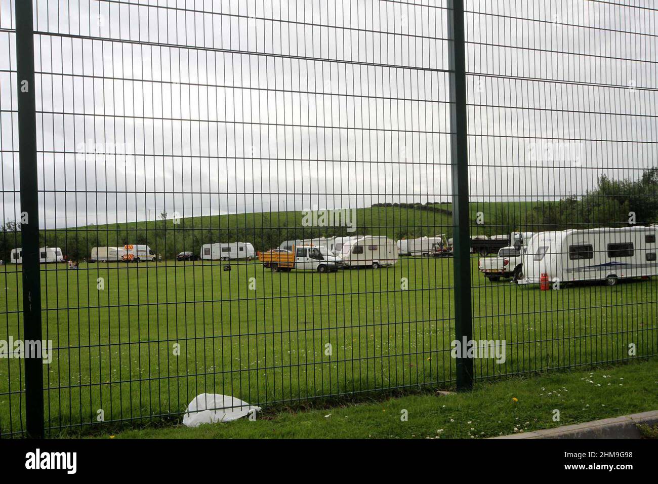 Mossblown, Ayrshire, Schottland, Großbritannien. Illegale Reisende übernehmen die Sportplätze am Mossblown Stockfoto