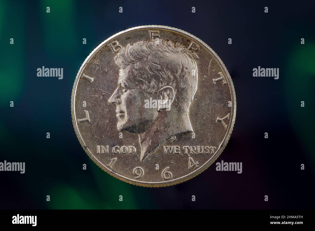 Cádiz, Spanien: Februar 8th 2022: John Fitzgerald Kennedy 1964 Silber halber Dollar Stockfoto