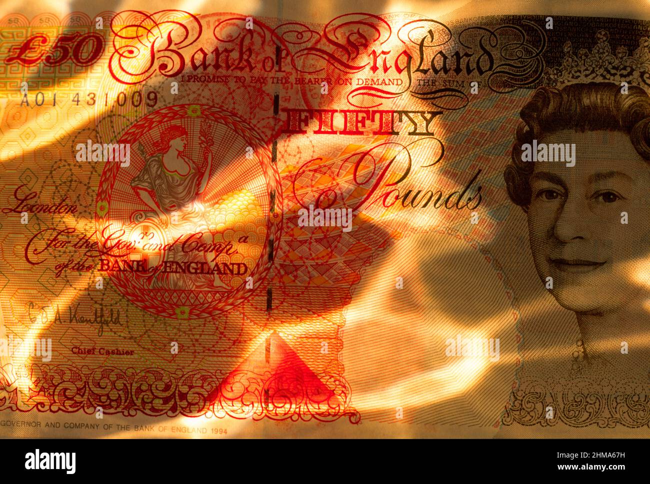 50-Pfund-Note, Detail, Stockfoto