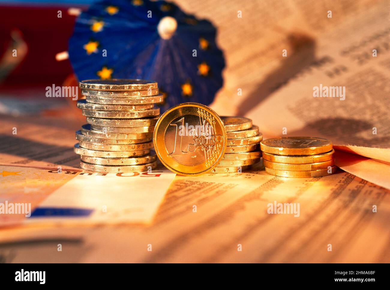 Euro-Währungen und Finanznachrichten, Stockfoto