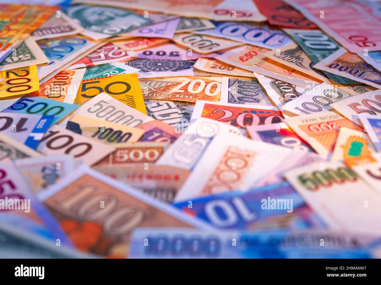 Weltwährungen, Zahlen, Stockfoto