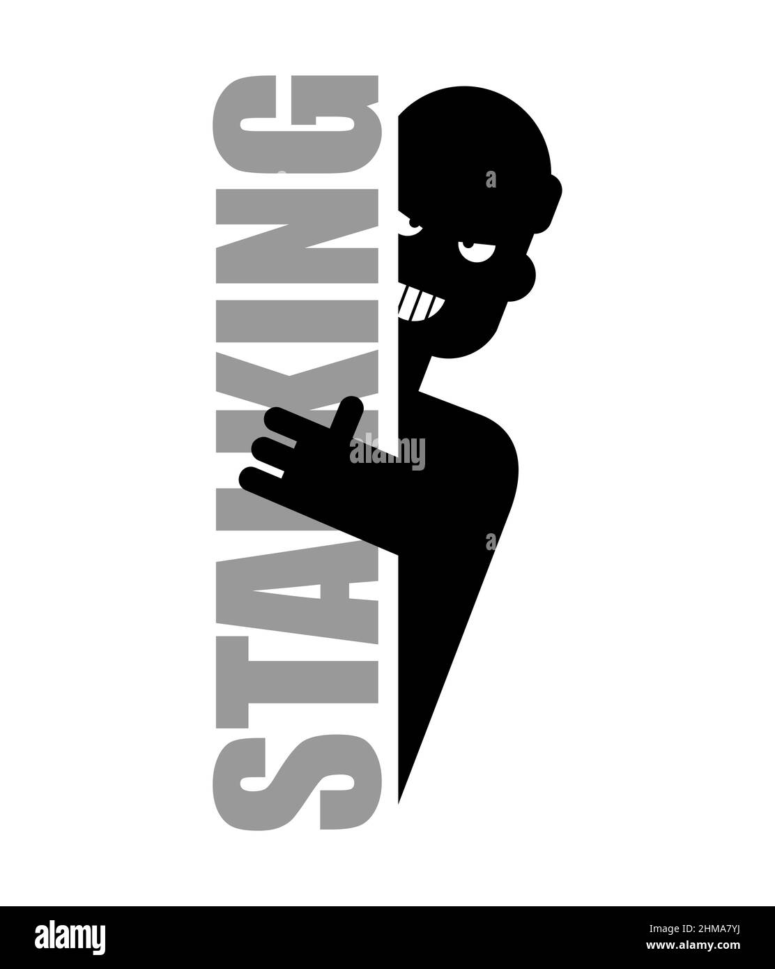 Stalking-Symbol. Der Mensch beobachtet und piepst Zeichen. Unerwünschte, obsessive Aufmerksamkeit für eine Person und seine Verfolgung Stock Vektor