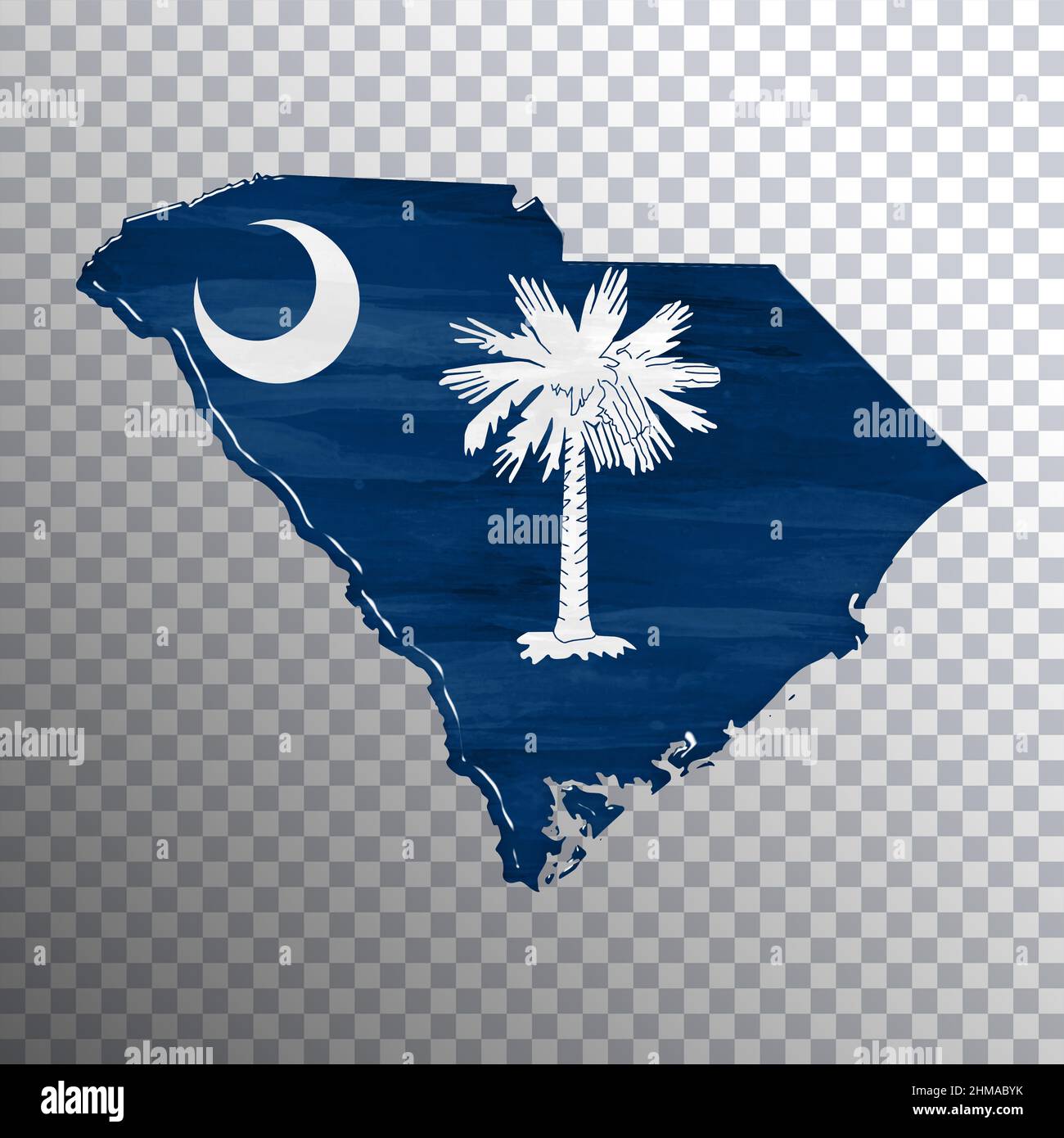 South Carolina Flagge und Karte, transparenter Hintergrund, Beschneidungspfad Stockfoto