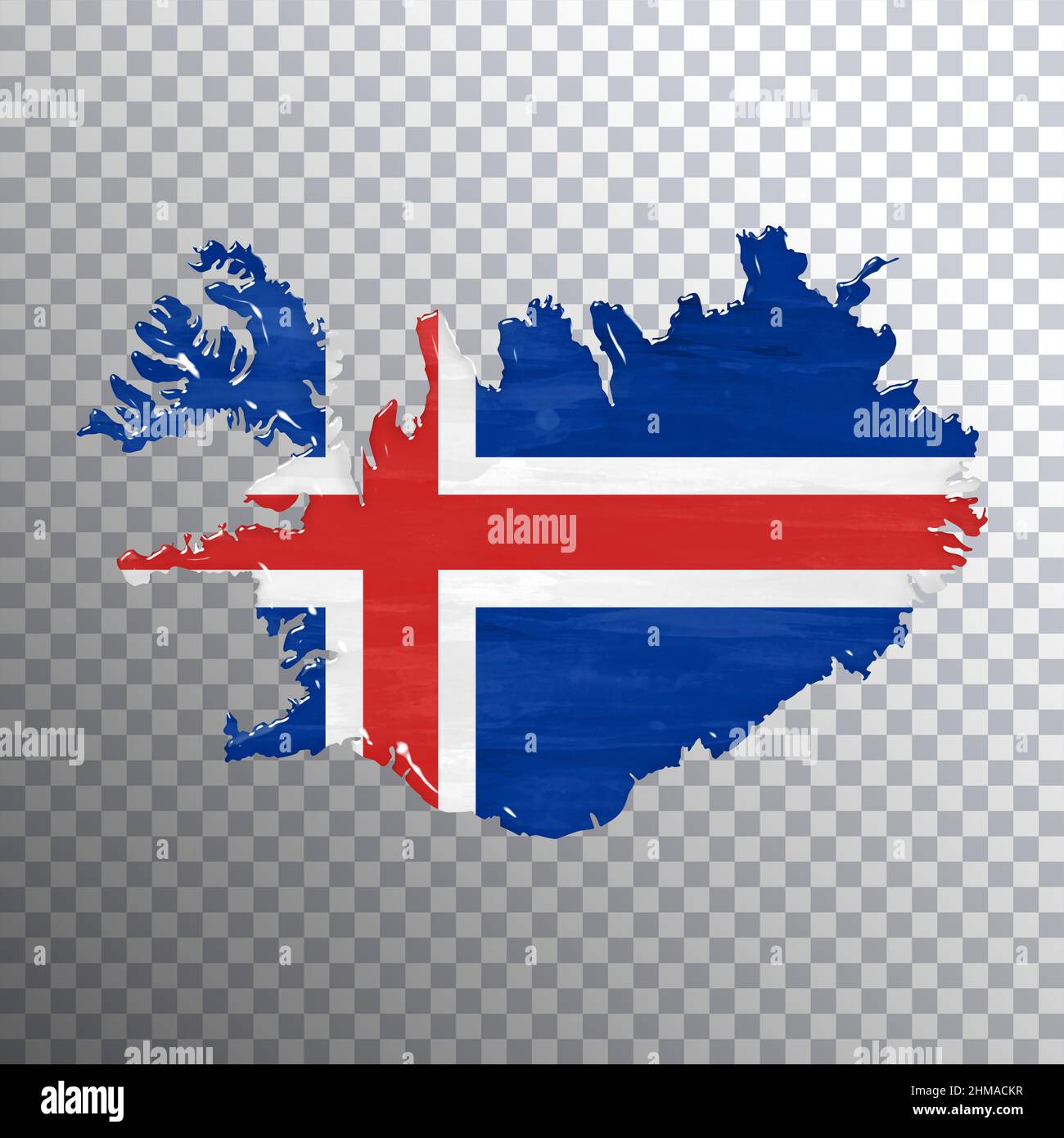 Island Flagge und Karte, transparenter Hintergrund, Beschneidungspfad Stockfoto