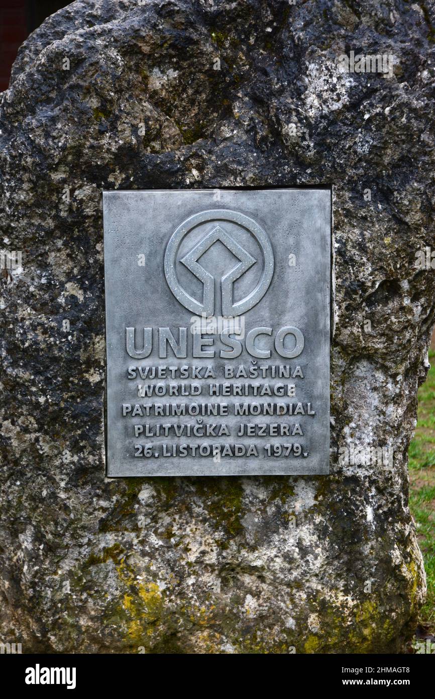 UNESCO-Stätte - Schild. Israel Stockfoto