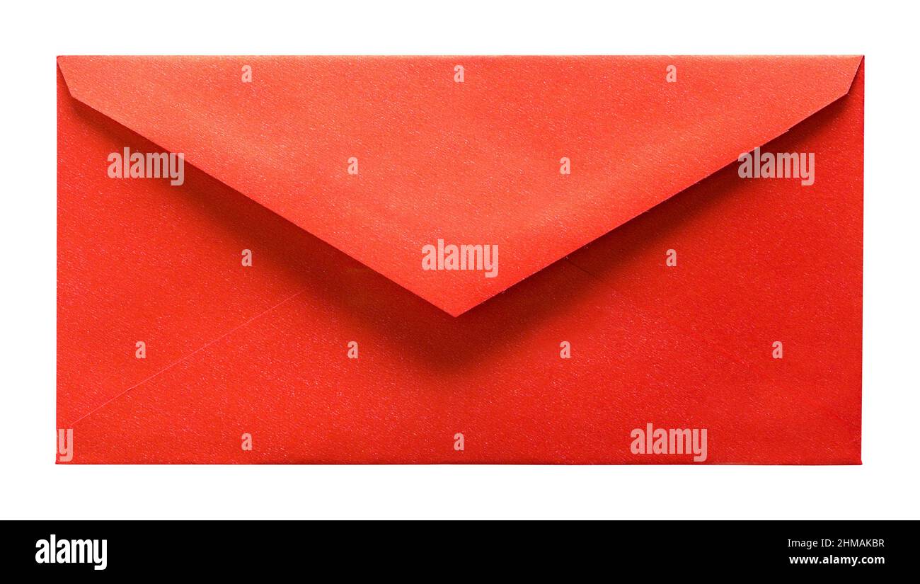 Legaler roter Umschlag auf Weiß ausgeschnitten. Stockfoto