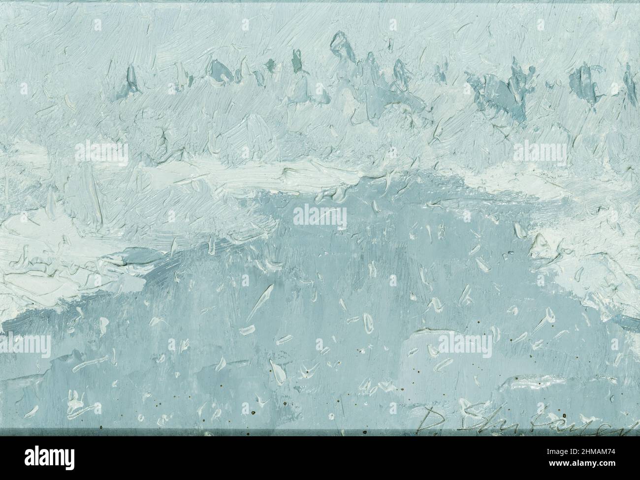Wunderschöne Winterlandschaft am Fluss Moskau. Gemälde des berühmten moldawischen Künstlers Dmitri Shibajew. Stockfoto
