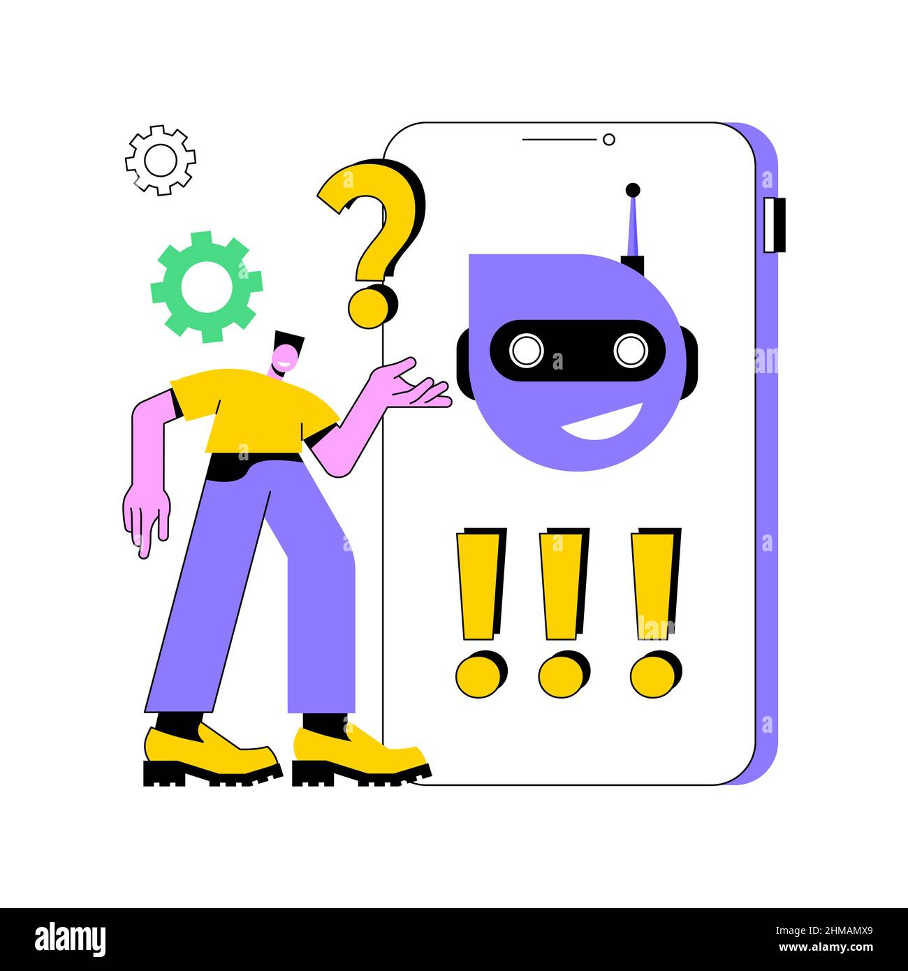 Chatbot Customer Service abstrakte Konzept Vektor Illustration. Customer Service bot, KI im Einzelhandel, E-Commerce Chatbot, Self-Service Experience, Online-Client-Support, Abstrakte Metapher für Web-Chat. Stock Vektor
