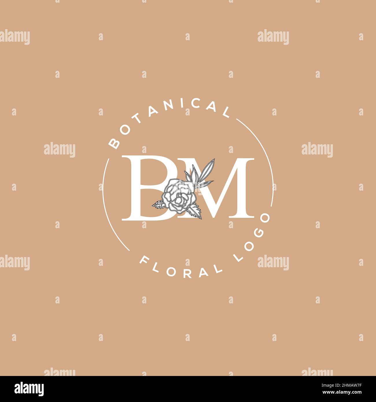 Initial BM Brief Luxus Schönheit blüht Ornament Monogramm Logo Stock Vektor