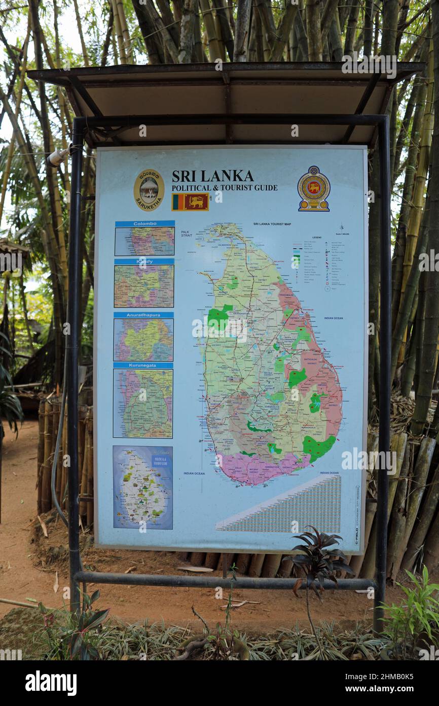 Touristische Karte von Sri Lanka Stockfoto