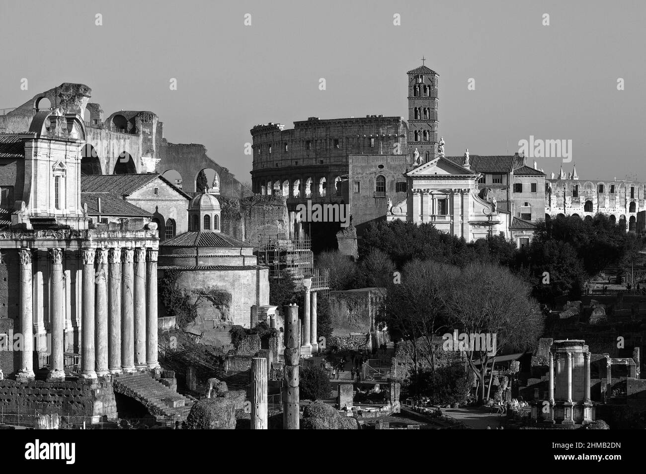 Römisches Forum, das Herz von Rom, s/w, Italien Stockfoto