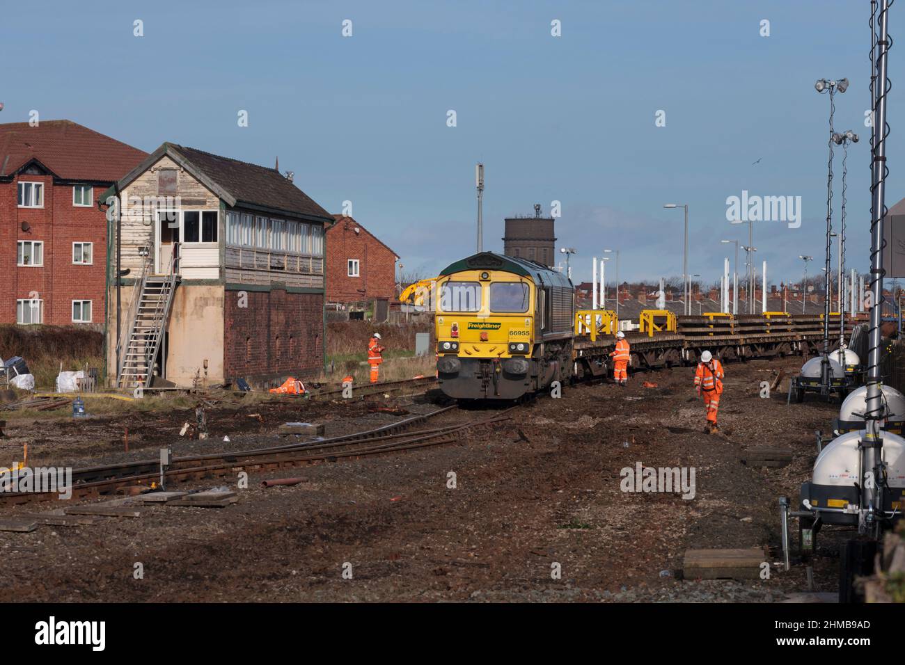 11/11/2017 Blackpool North Signalbox während der Abriss der Station ist im Gange vor dem Wiederaufbau und Elektrifizierung Stockfoto