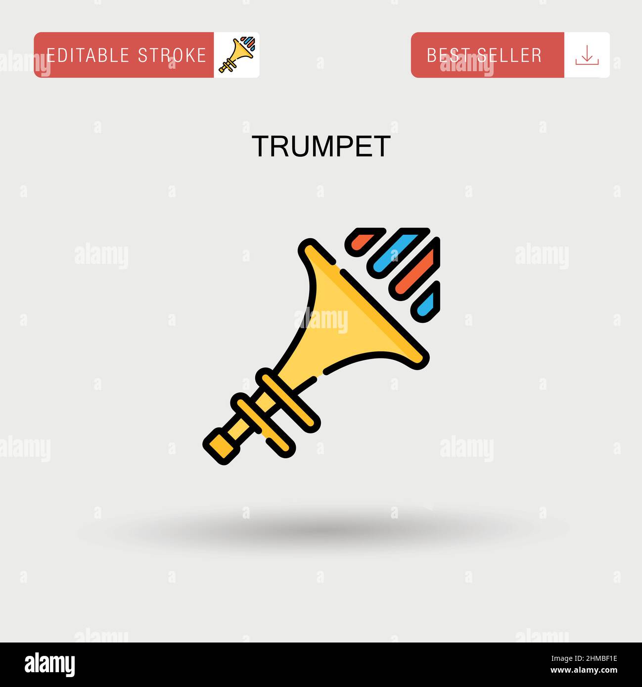 Einfaches Vektor-Symbol für Trompete. Stock Vektor
