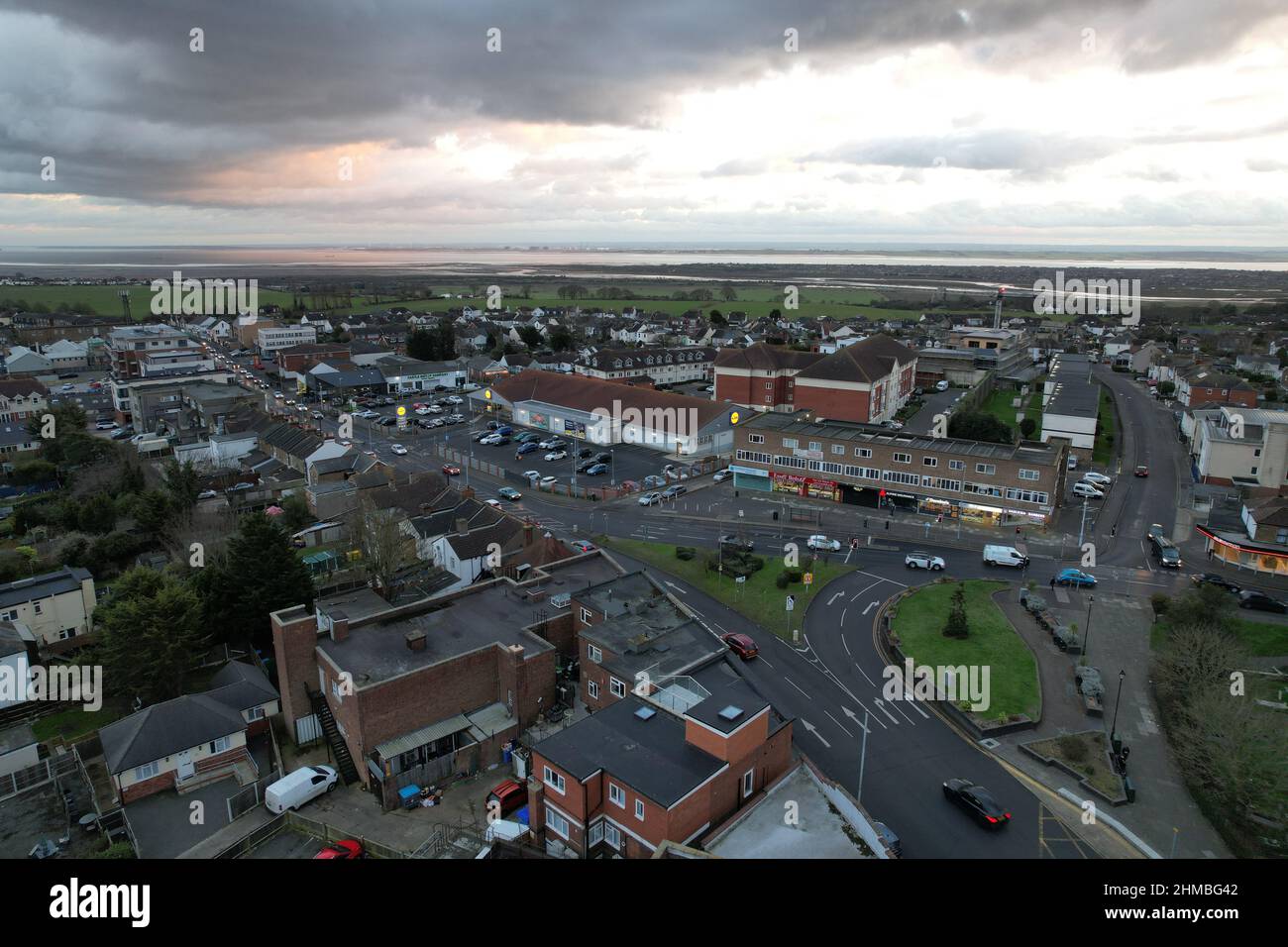 Hadleigh Stadt in Essex UK Luftdrohnenansicht Stockfoto