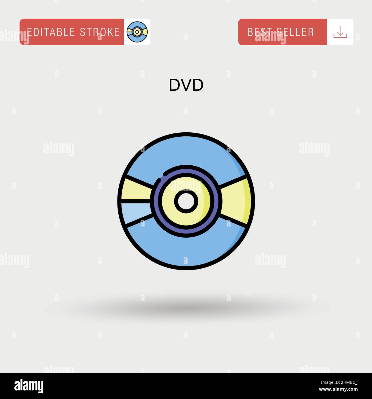 Einfaches DVD-Vektorsymbol. Stock Vektor