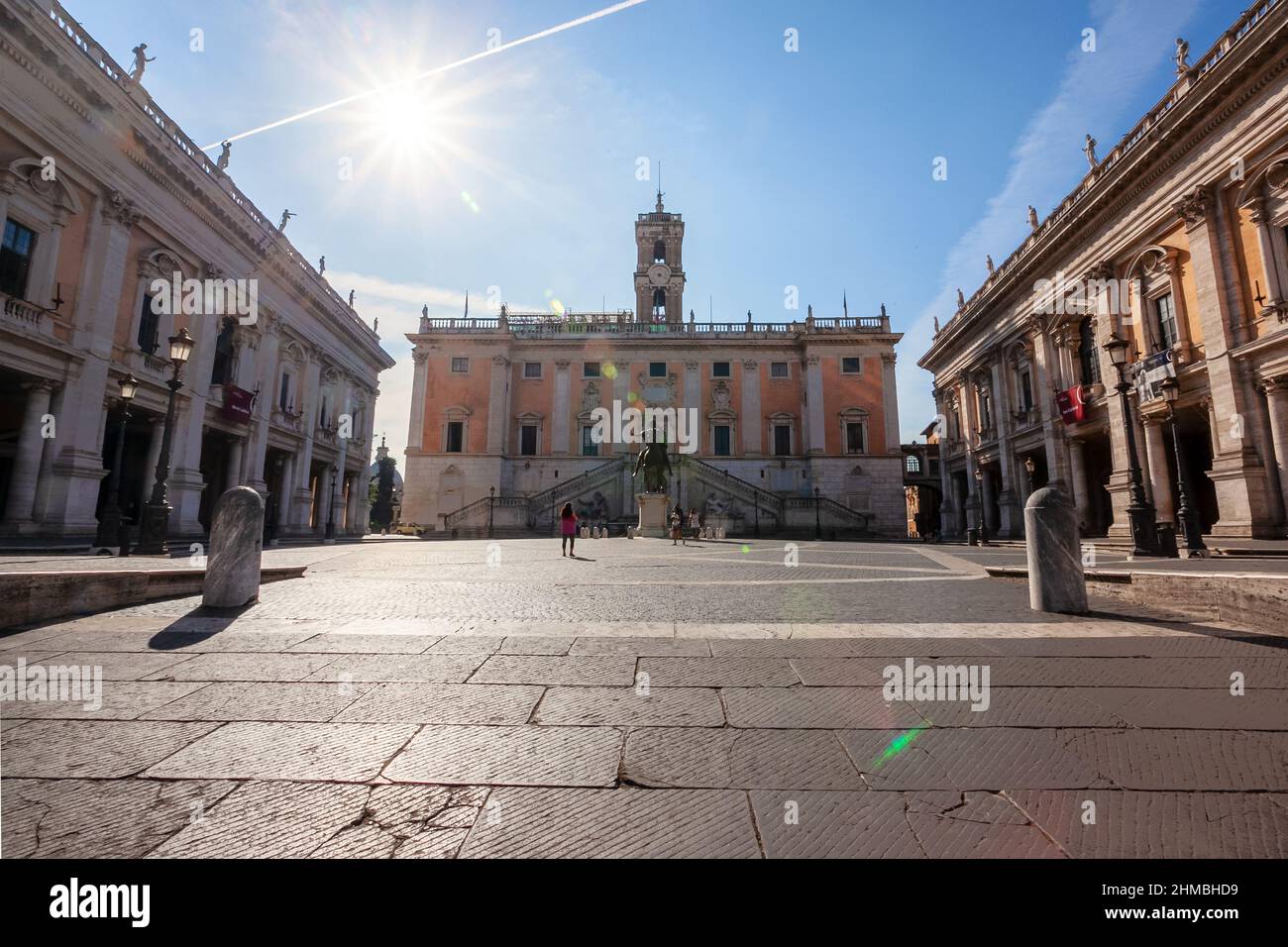 Kapitolsplatz mit der Statue von Marco Aurelio, Rom Stockfoto