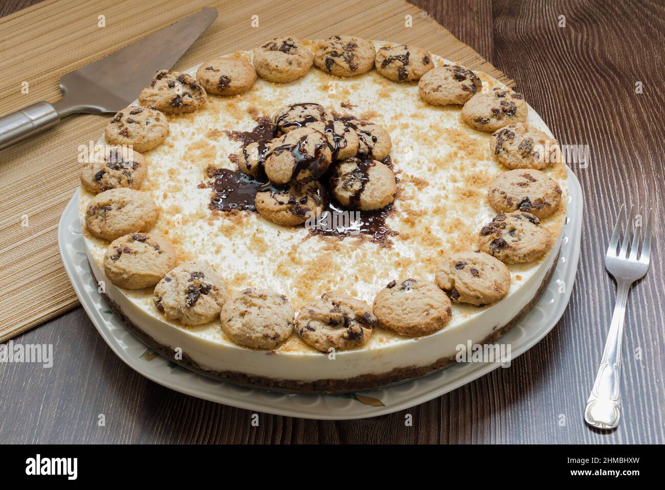 Blick auf Schokoladenkekse Kuchen Stockfoto