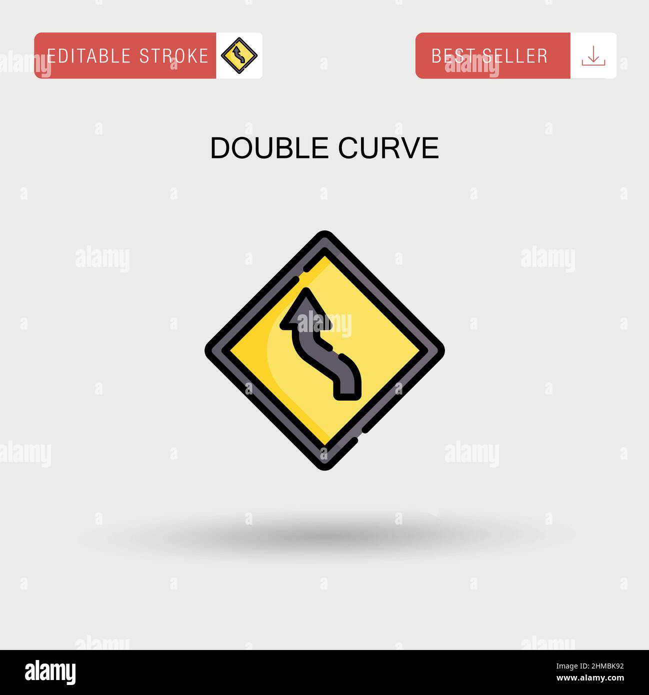 Einfaches Vektorsymbol für doppelte Kurven. Stock Vektor