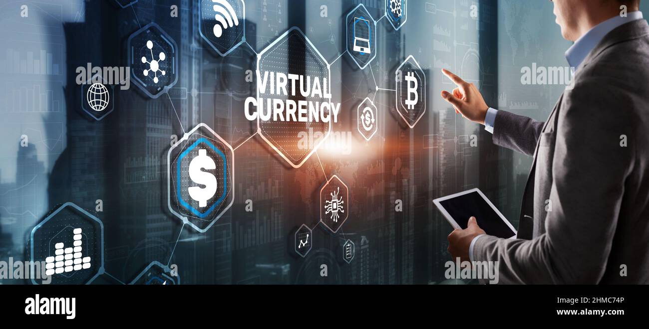 Investitionskonzept der virtuellen Devisenbörse. Hintergrund Finanztechnologie. Stockfoto