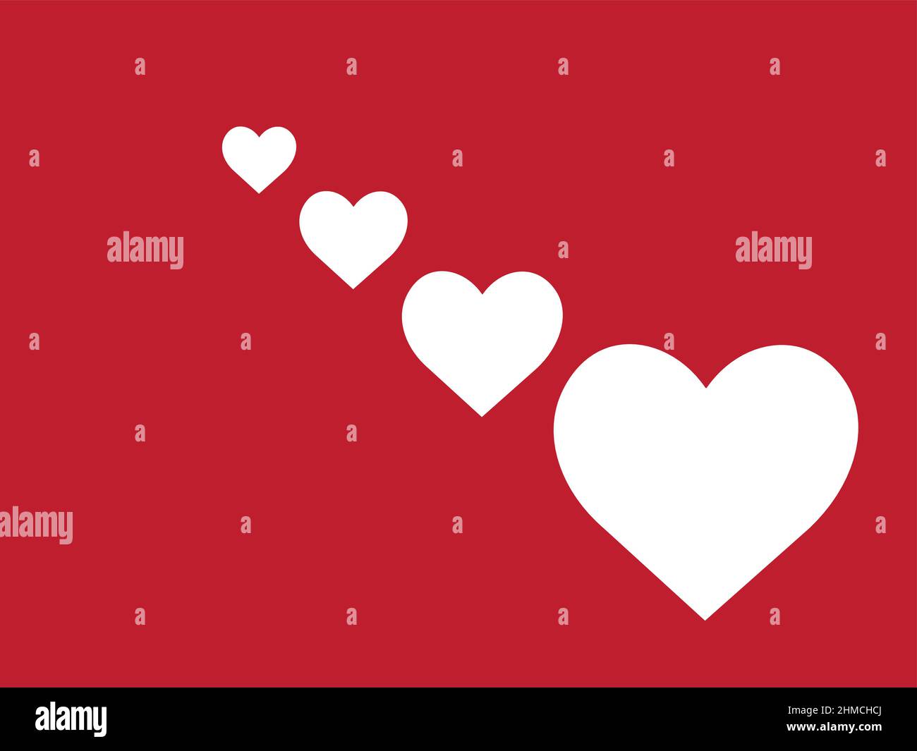 Weiße Herzen in rotem Hintergrund Stock Vektor