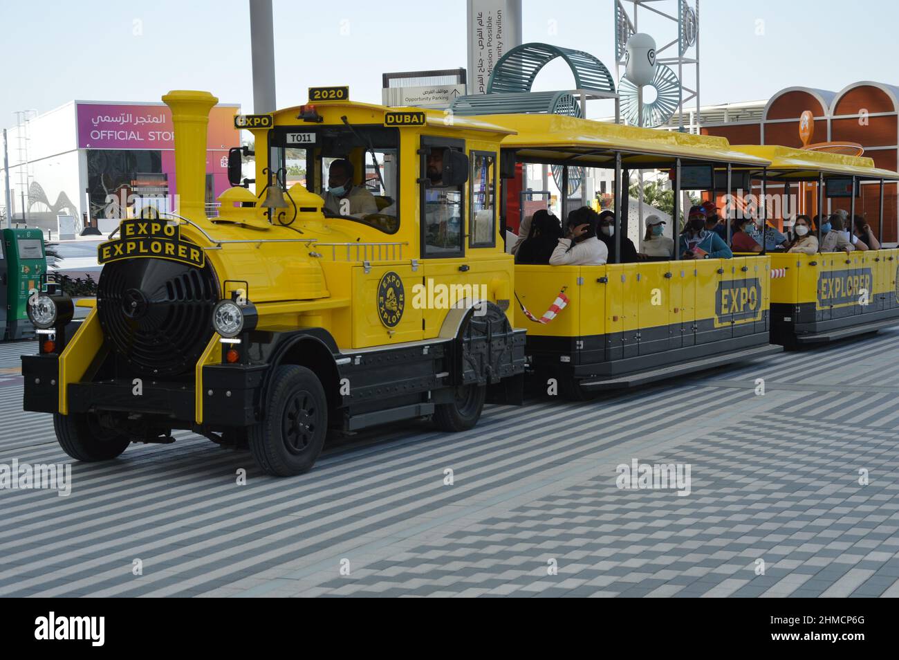 Expo Explorer Elektrozug auf der Dubai Expo in den Vereinigten Arabischen Emiraten - 1. Februar 2022. Stockfoto